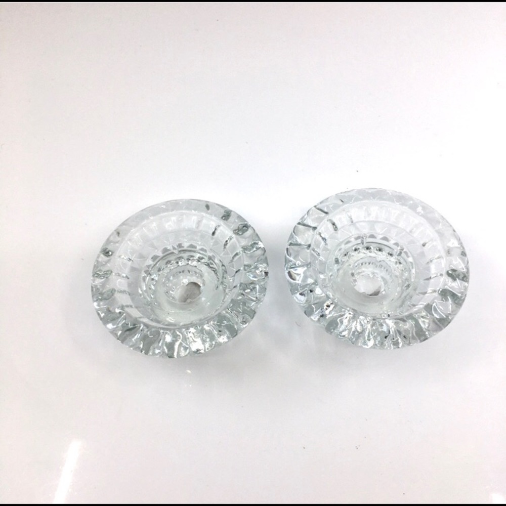 2 Vintage Glass Candlestick Holders